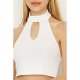 Optic White Halter Neck Keyhole Crop Top