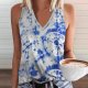 Casual V-Neck Print Sleeveless Top