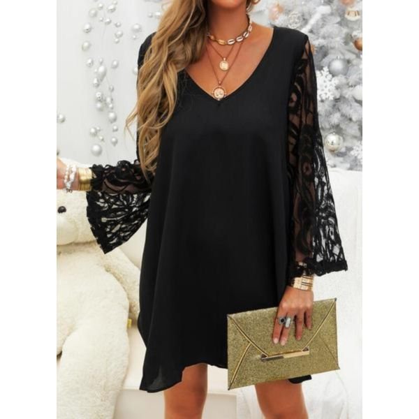 Lacy Gothic Long-Sleeve Mini Dress