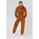 Brown Basic Cropped Hoodie And Joggers Set