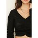 Black Acetate Ruched Front Top