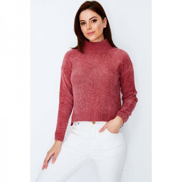 Rose Chennille Funnel Neck Jumper