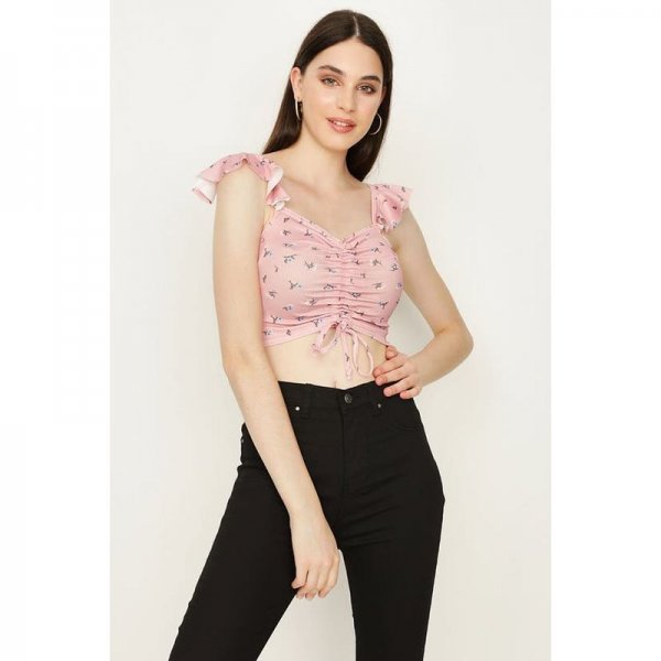 Candy Sugar Ditsy Ruffled Crop Top