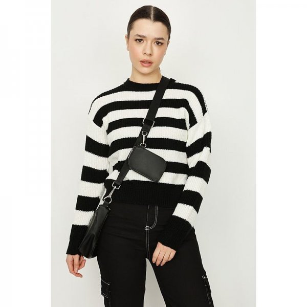 Black Striped Crop Jumper