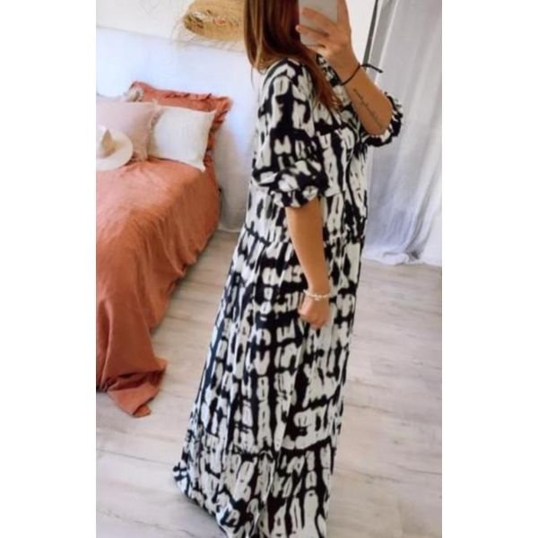 Glamorous Tie Dye Print Long Sleeve Maxi Dress