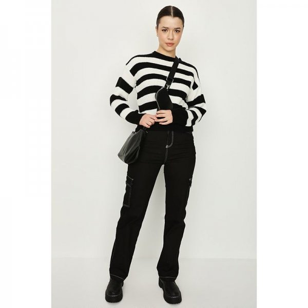 Black Striped Crop Jumper