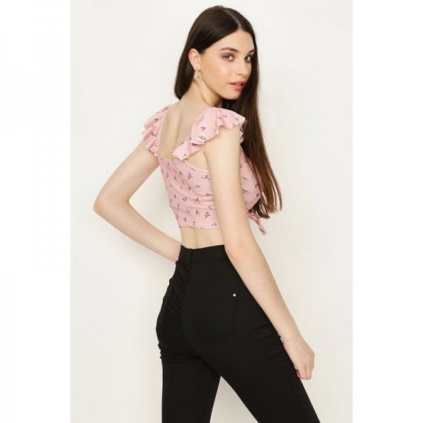 Candy Sugar Ditsy Ruffled Crop Top