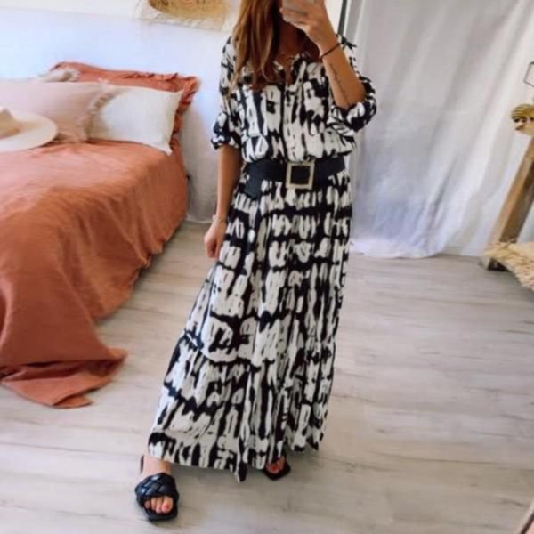 Glamorous Tie Dye Print Long Sleeve Maxi Dress