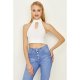 Optic White Halter Neck Keyhole Crop Top