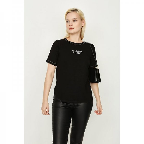 Black Dance It Out Slogan Embellished Tee