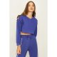 Sapphire Blue Raw Hem Boxy Sweat