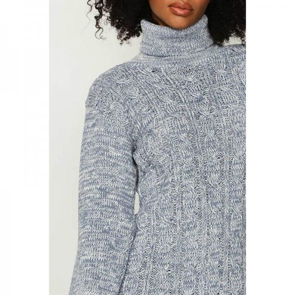 Blue Marl Cable Roll Neck Tunic