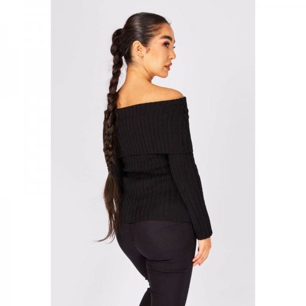 Black Off The Shoulder Knitted Jumper