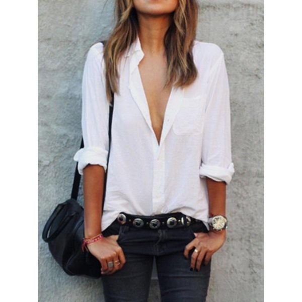 Classy White Long Sleeve Shirt