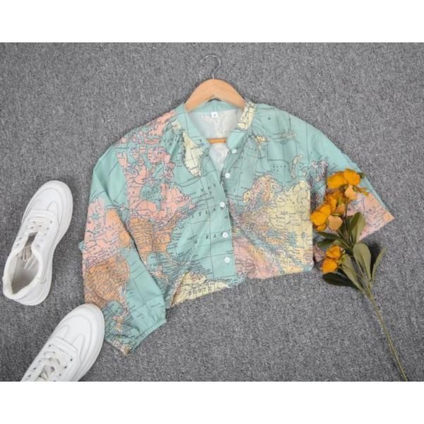 How Worldly Globe Print Shirt