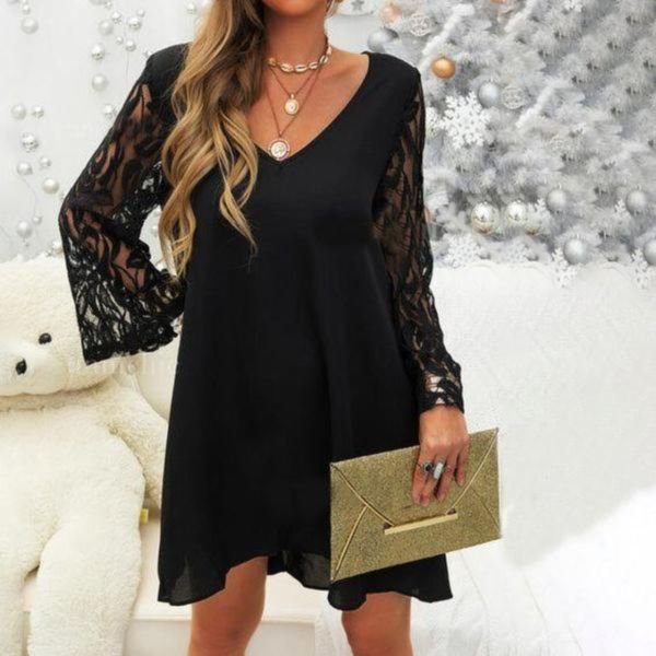 Lacy Gothic Long-Sleeve Mini Dress