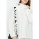 Winter White Roll Neck Fringe Hem Jumper