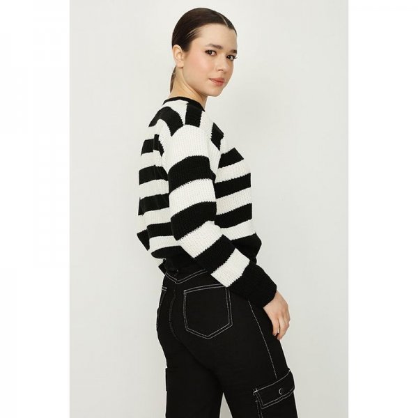 Black Striped Crop Jumper