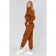 Brown Basic Cropped Hoodie And Joggers Set