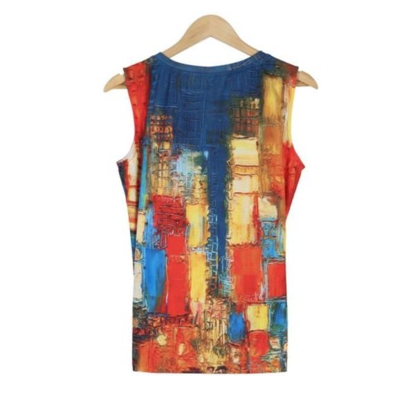 Showy Print V-Neck Sleeveless Top